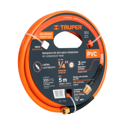 Manguera para compresor, de PVC, 5m x 1/4", Truper