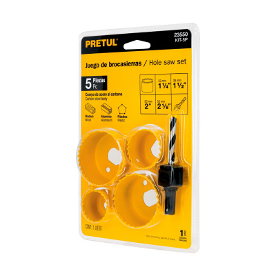Juego de 4 brocasierras acero al carbono y 1 mandril, Pretul