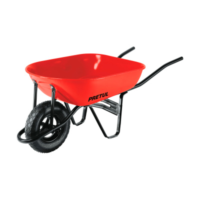 Carretilla 5.5 ft3 roja,neumática,bastidor tubular, PRETUL