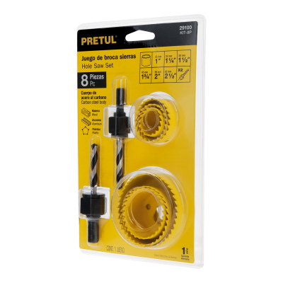 Juego de 7 brocasierras acero al carbono y 1 mandril, Pretul