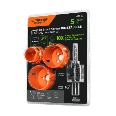 Juego de 4 brocasierras bimetálicas y 1 mandril, Expert