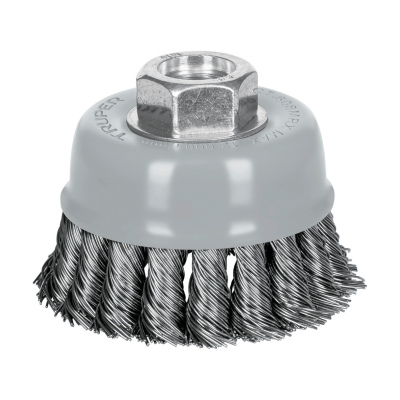 Carda copa 3" alambre trenzado grueso, Multi-rosca, Truper