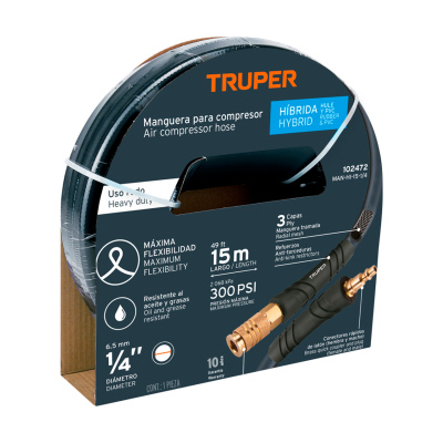 Manguera para compresor, híbrida, 15m x 1/4", Truper
