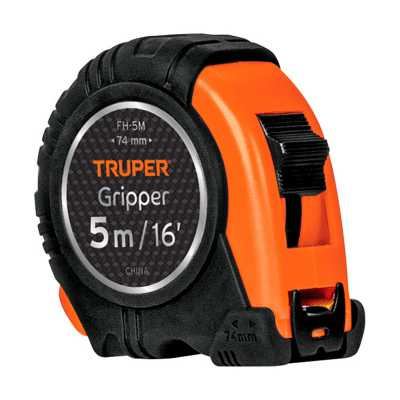 Flexómetro Gripper contra impactos 5 m cinta 19 mm, Truper
